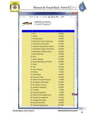 Manual de Visual Basic Parte II 2012
Estrada Aguilar, Karen Johana | PROGRAMACIÓN APLICADA I
97
 