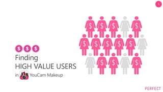 1
Finding
HIGH VALUE USERS
in YouCam Makeup
$ $
$
$
$
$
$
$ $
$
$
$
 