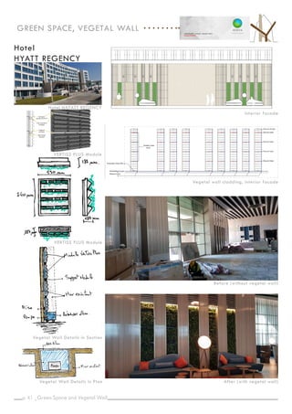 p. _
41
Raccord triple
Raccord triple
Raccord triple
Raccord Double
DETAIL FACE 1 / MUR VÉGÉTAL ( MODULE VERTISS ) AVEC SYSTEME D'IRRIGATION ET EVACUATION D'EAU
Alimentation en eau
Evacuation d'eau D32
Goutteur d'eau
''4L/H''
Raccord triple
Robinet d'arret
GREEN SPACE, VEGETAL WALL
Hotel
HYATT REGENCY
VERTISS PLUS Module
VERTISS PLUS Module
Vegetal Wall Details in Section
Vegetal Wall Details in Plan
Hotel HAYATT REGENCY
Interior facade
Vegetal wall cladding, interior facade
Before (without vegetal wall)
After (with vegetal wall)
Green Space and Vegetal Wall
 
