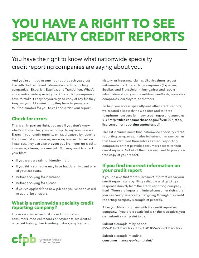 Credit Report Companies >> You Have A Right To See Specialty Credit Reports Credit Report Companies >> You Have A Right To See Specialty Credit Reports