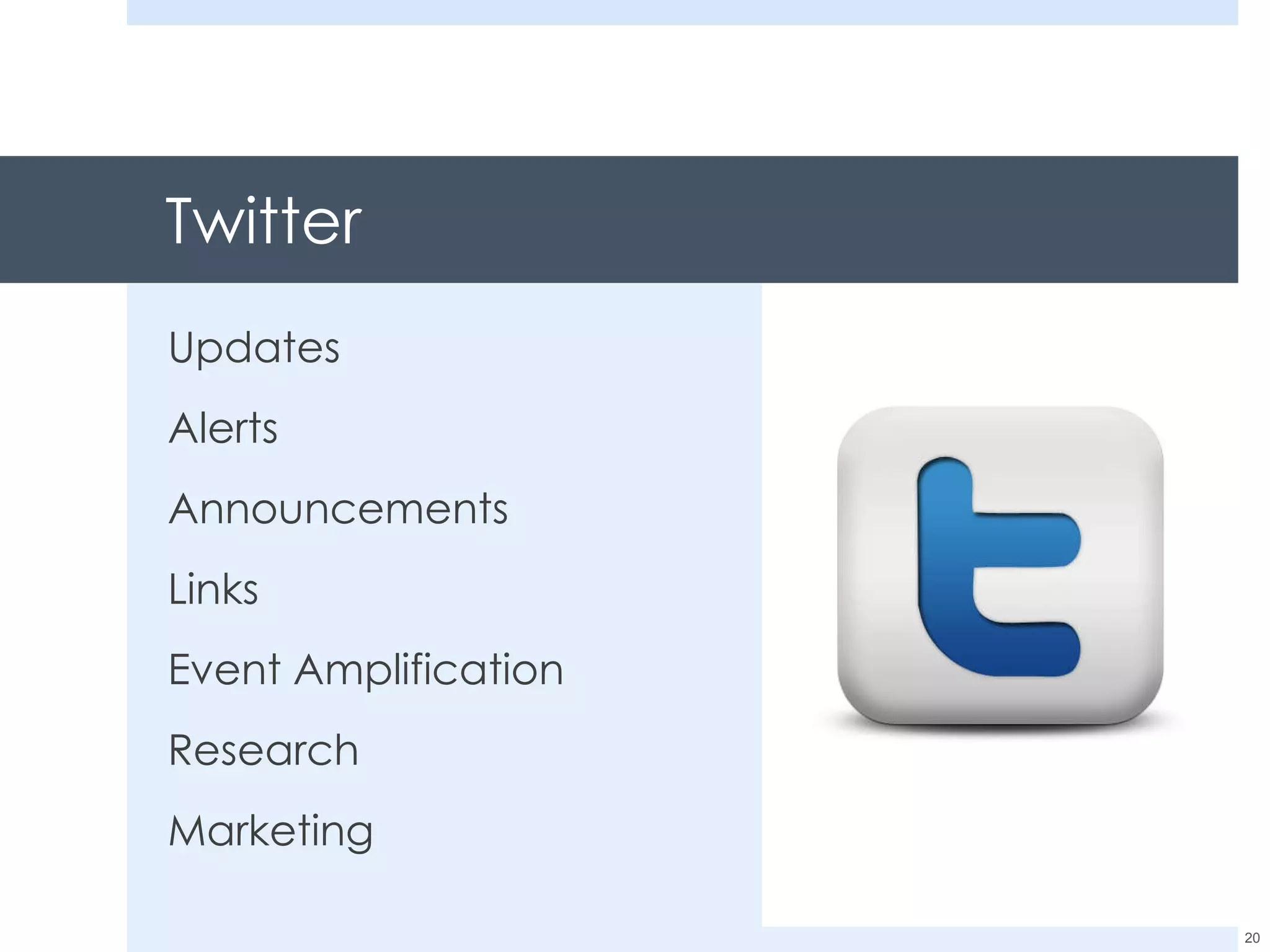 Twitter Updates Alerts Announcements Links Event Amplification Research Marketing 
