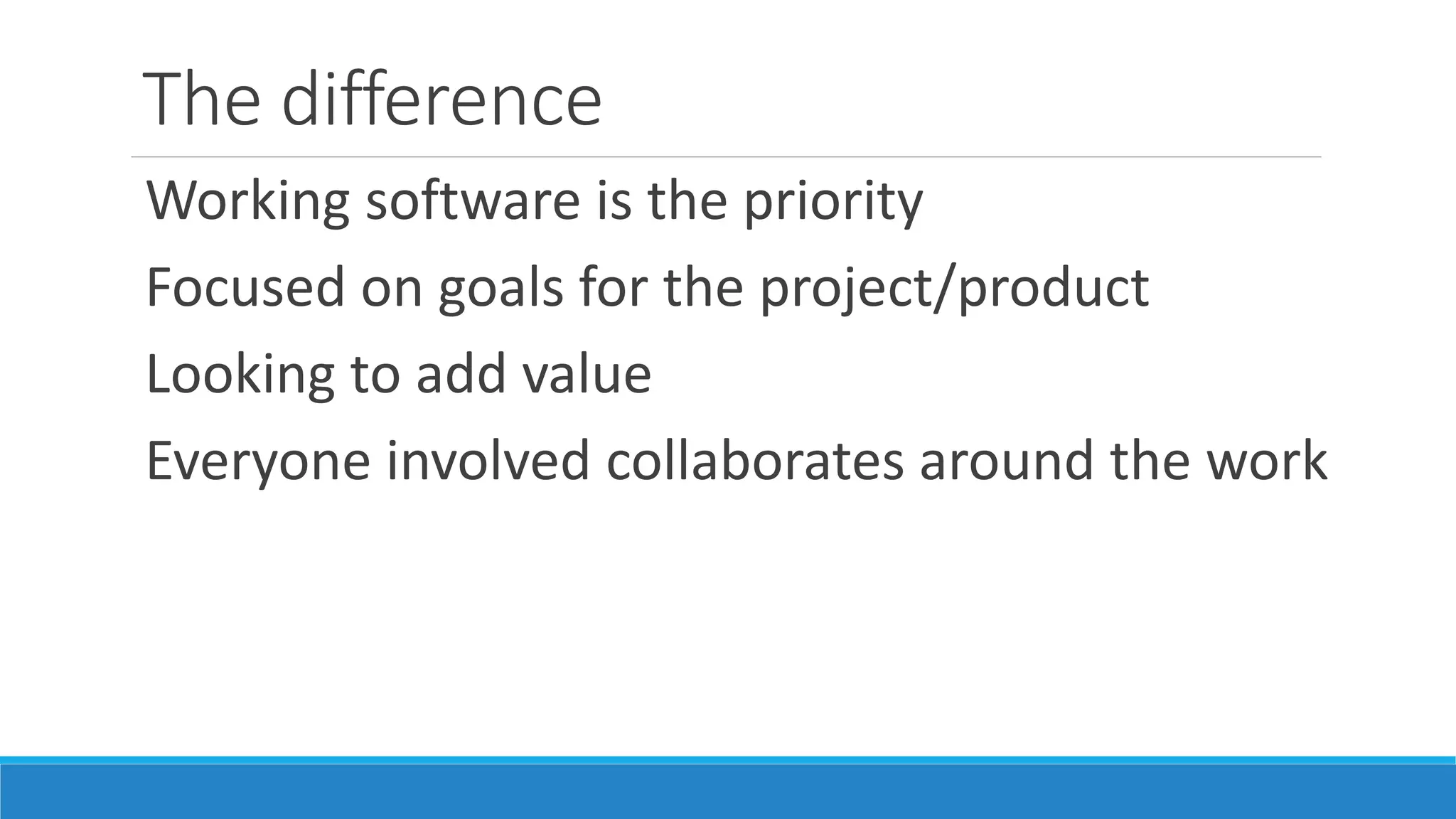 How to “reclaim” agile?
Nothing wrong with starting with a methodology
You do not have to “follow the rules”
The wider business becoming involved
Become involved with the wider business
Evolve
 