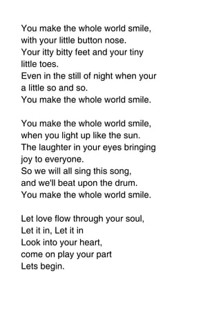 You Make The Whole World Smile Lyrics