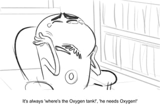 Dialog
It's always 'where's the Oxygen tank!', 'he needs Oxygen!'
 