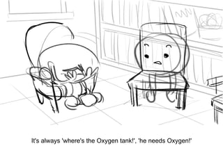 Dialog
It's always 'where's the Oxygen tank!', 'he needs Oxygen!'
 