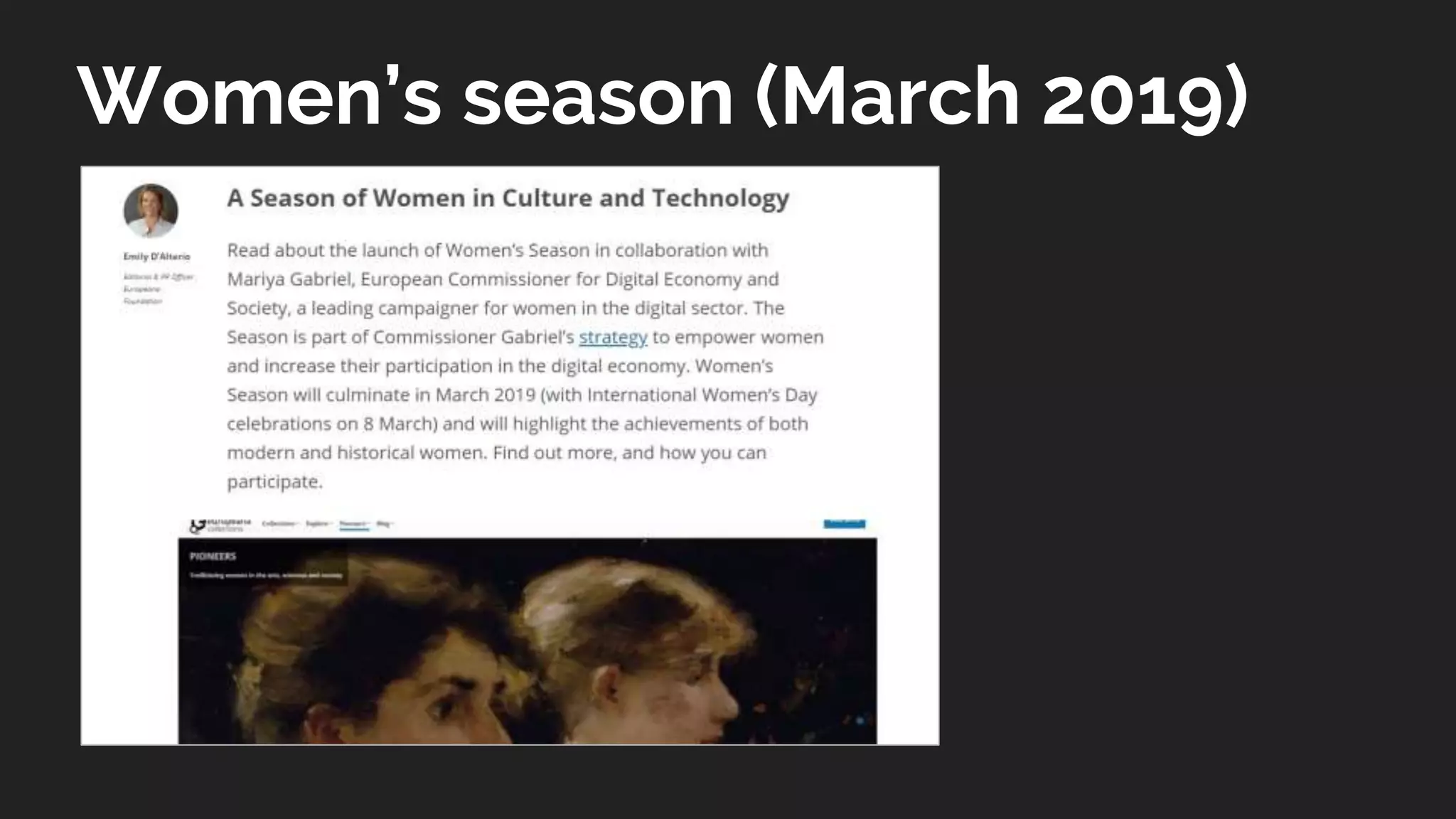 Women’s season (March 2019)
 
