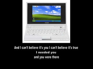 And I can't believe it's you I can't believe it's true I needed you and you were there 