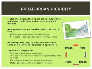 RURAL-URBAN HIBRIDITY 
 Tradi t ional approaches where ci t ies (moderni ty) 
and count ryside (stagnat ion) are complete...
