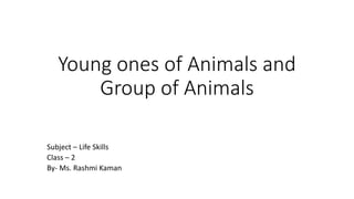 Young ones of Animals and
Group of Animals
Subject – Life Skills
Class – 2
By- Ms. Rashmi Kaman
 