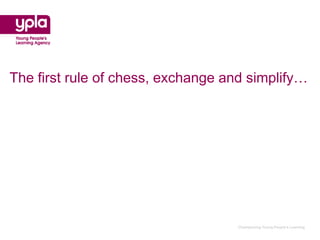 The first rule of chess, exchange and simplify…




                                    Championing Young People’s Learning
 