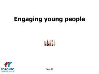 Page 38Hiring Millennials 7 of 8WAYS TO OVERCOME WEAKNESSES Seek mentorship from senior leadership to ask for adviceSet goals with my manager to address my weaknessesParticipate in company sponsored training opportunitiesRead books, journals and blogs which offer career adviceHire a life or career coach