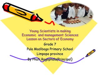 Young Scientists in making
Economic and management Sciences
Lesson on Sectors of Economy
Grade 7
Pula Madibogo Primary School
Limpopo province
By Phuti Ragophala(Principal)
 