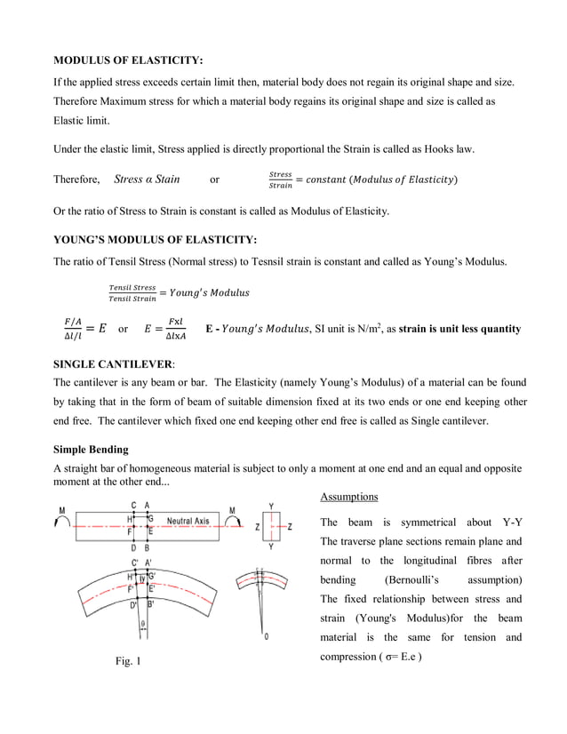 Young's modulus by single cantilever method | PDF
