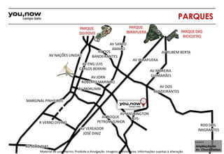 AV NAÇÕES UNIDAS 
MARGINAL PINHEIROS 
R VERBO DIVINO 
AV JOÃO DIAS 
AV SANTO 
AMARO 
AV DOS 
BANDEIRANTES 
AV ENG LUIS 
CARLOS BERRINI 
AV JORN 
ROBERTO MARINHO 
AV MORUMBI 
AV VEREADOR 
JOSÉ DINIZ 
AV IBIRAPUERA 
AV RUBEM BERTA 
AV MOREIRA 
GUIMARÃES 
Material de uso interno; Proibida a divulgação. Imagens preliminares. Informações sujeitas à alteração. 
ROD DOS 
IMIGRANTES 
AV ROQUE 
PETRONI JUNIOR 
Ampliação da 
Av. Chucri Zaidan. 
AV WASHINGTON 
LUIS 
AV DOS 
BANDEIRANTES 
PARQUE 
IBIRAPUERA 
PARQUES 
PARQUE DAS 
BICICLETAS 
PARQUE 
DO POVO 
 