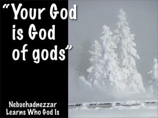 “Your God
 is God
 of gods”

 Nebuchadnezzar
Learns Who God Is
 