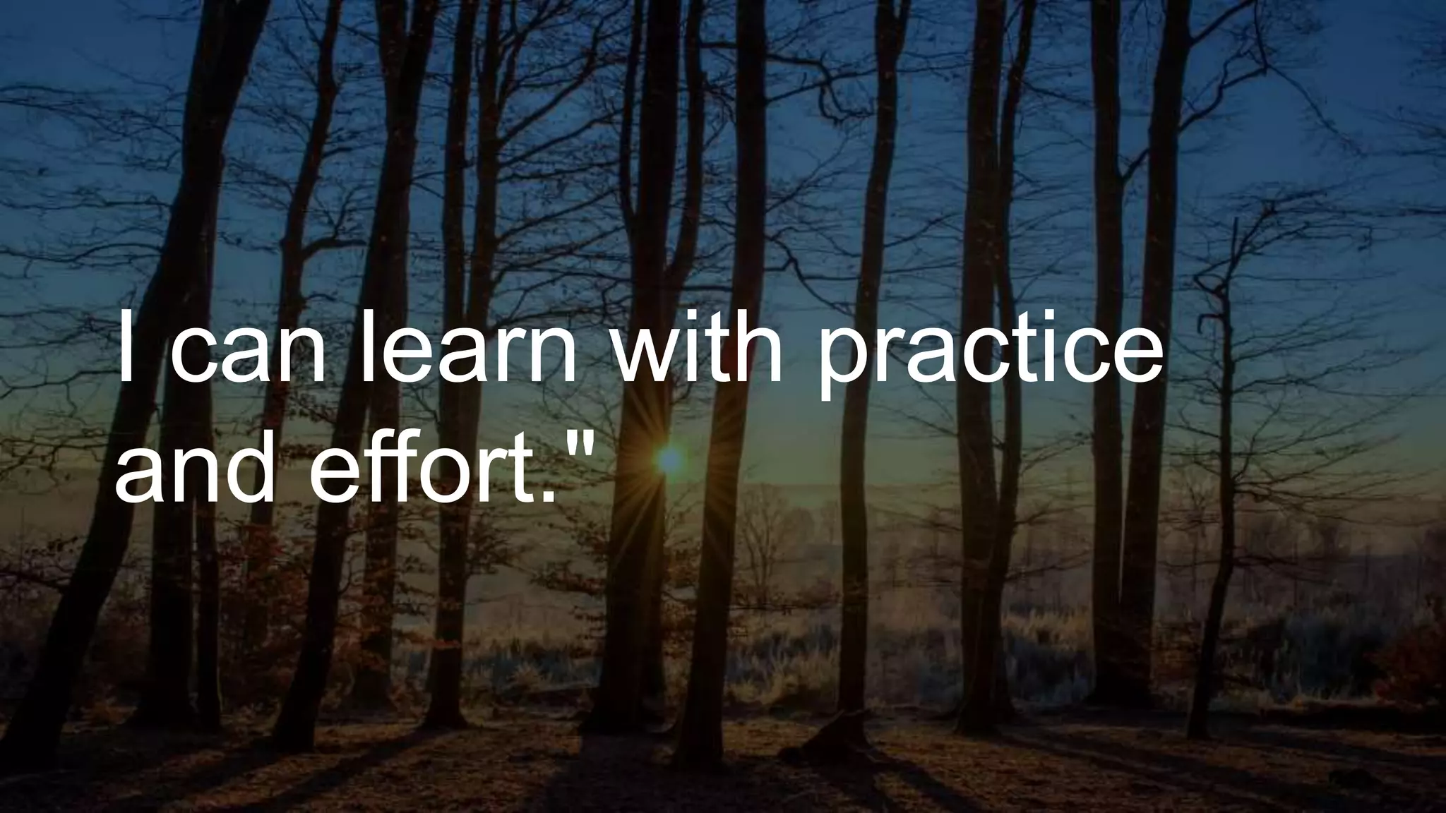 I can learn with practice
and effort."
 