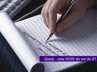 Great…now HOW do we do it? 
