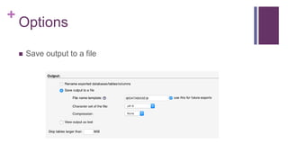 +
Options
 Save output to a file
 