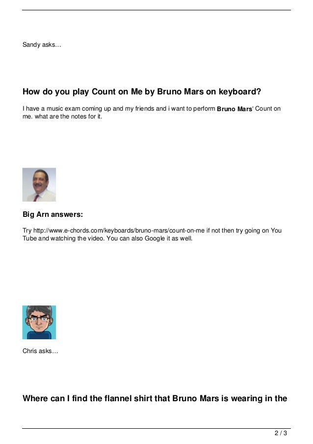 Your Questions About Bruno Mars Your Questions About Bruno Mars