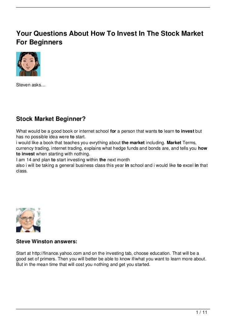 Your Questions About How To Invest In The Stock Market For Beginners