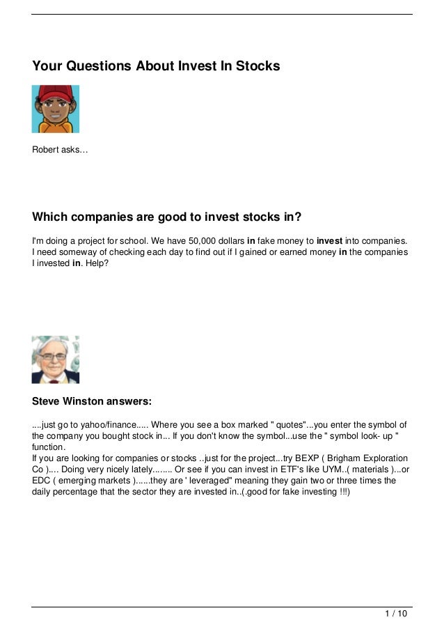 Your Questions About Invest In Stocks