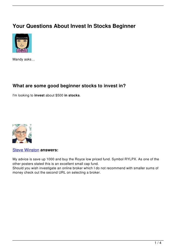 Your Questions About Invest In Stocks Beginner