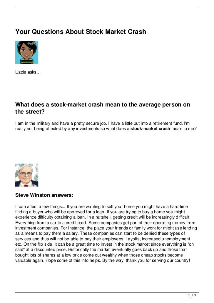 Your Questions About Stock Market Crash