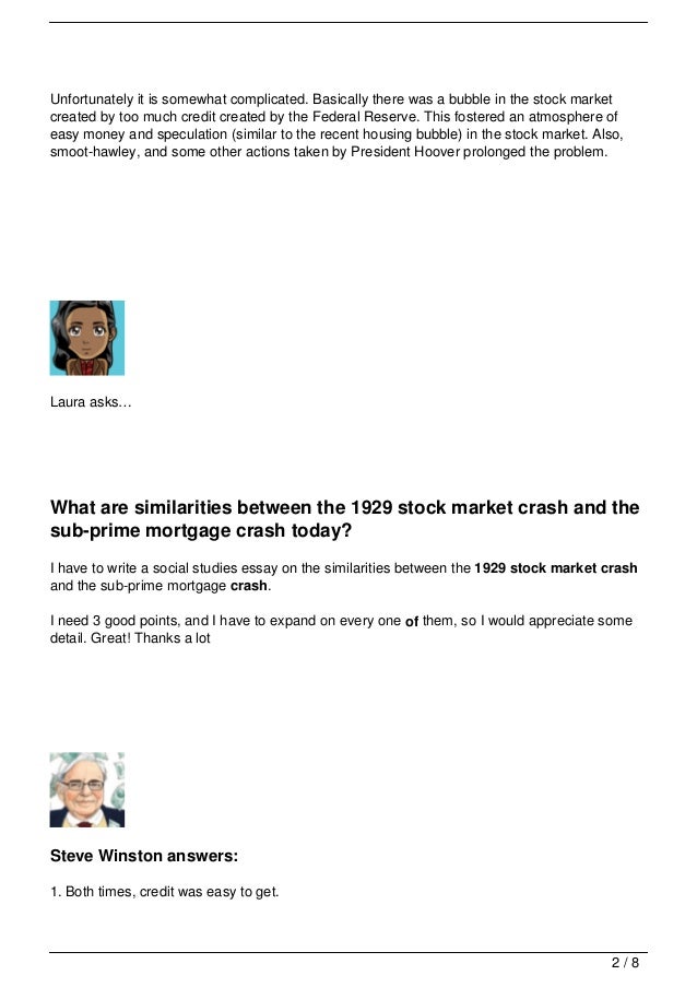 The stock market crash of 1929 essay