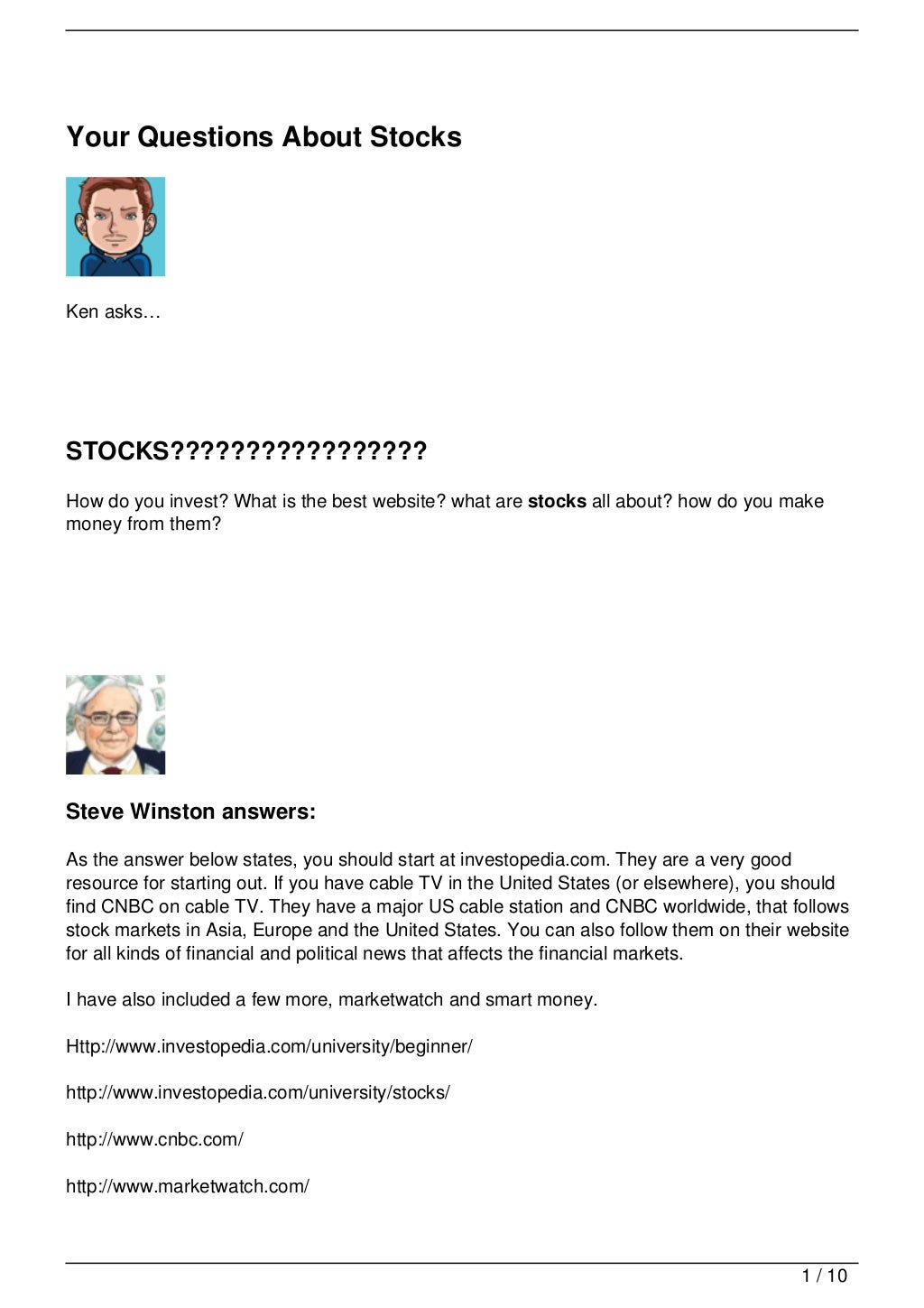 Your Questions About Stocks