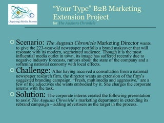 “ Your Type” B2B Marketing Extension Project for  The Augusta Chronicle ,[object Object],[object Object],[object Object]