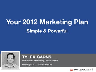 Your 2012 Marketing Plan
              Simple & Powerful




@tylergarns
 