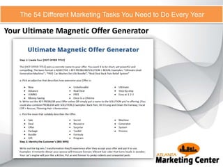Your Ultimate Magnetic Offer Generator
The 54 Different Marketing Tasks You Need to Do Every Year
 