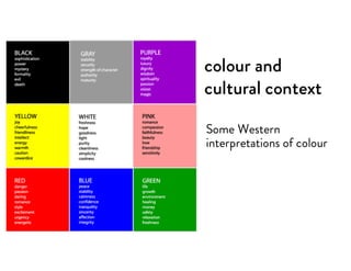 colour and
cultural context
Some Western
interpretations of colour
 