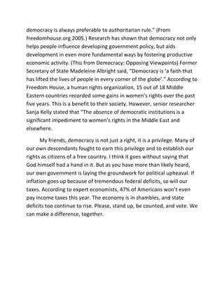 Your arguement, your vote