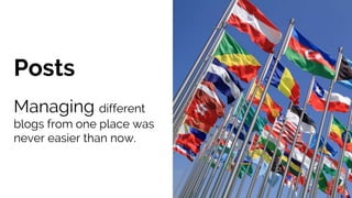 Posts
Managing different
blogs from one place was
never easier than now.
 