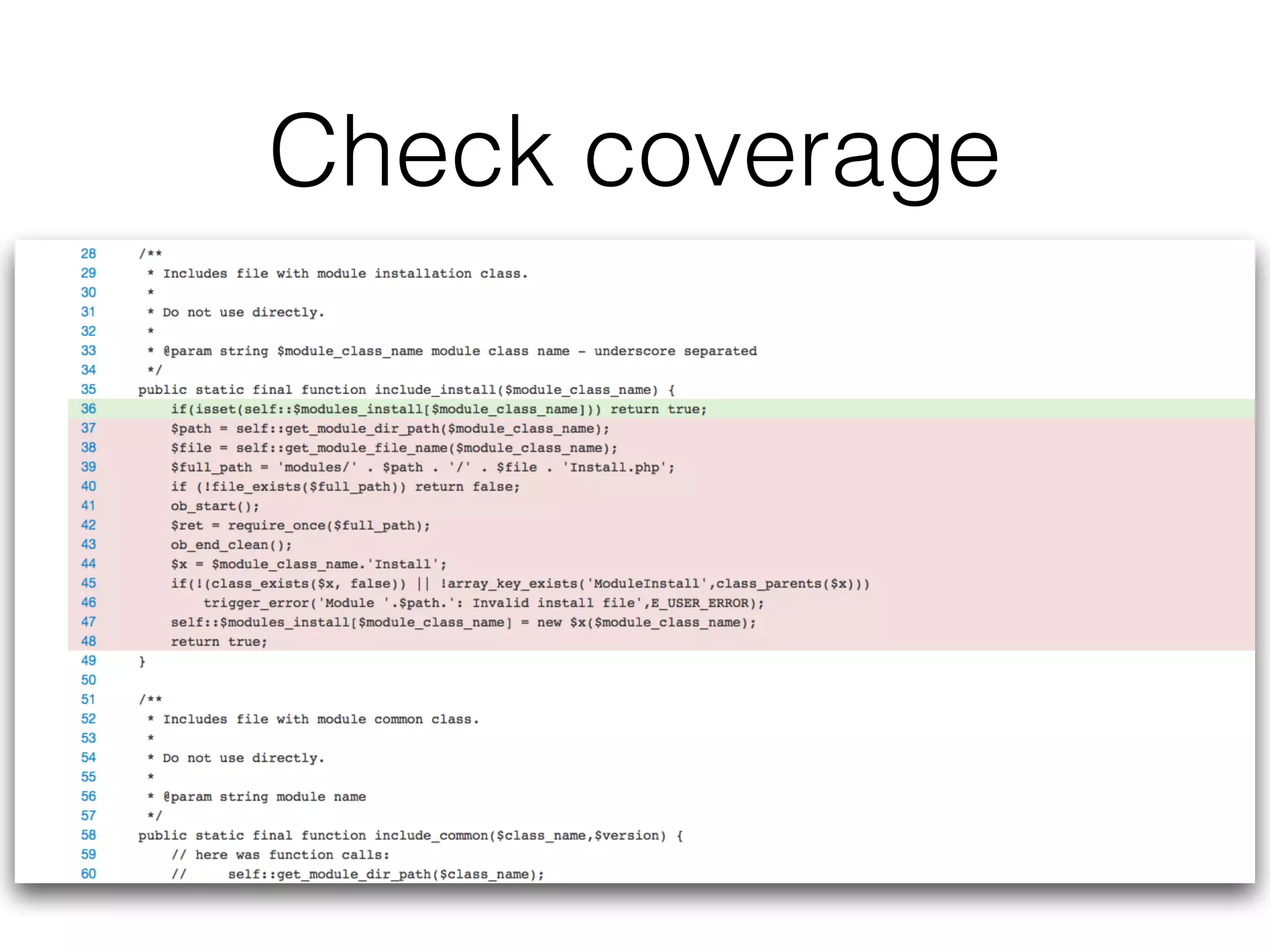 Check coverage
 