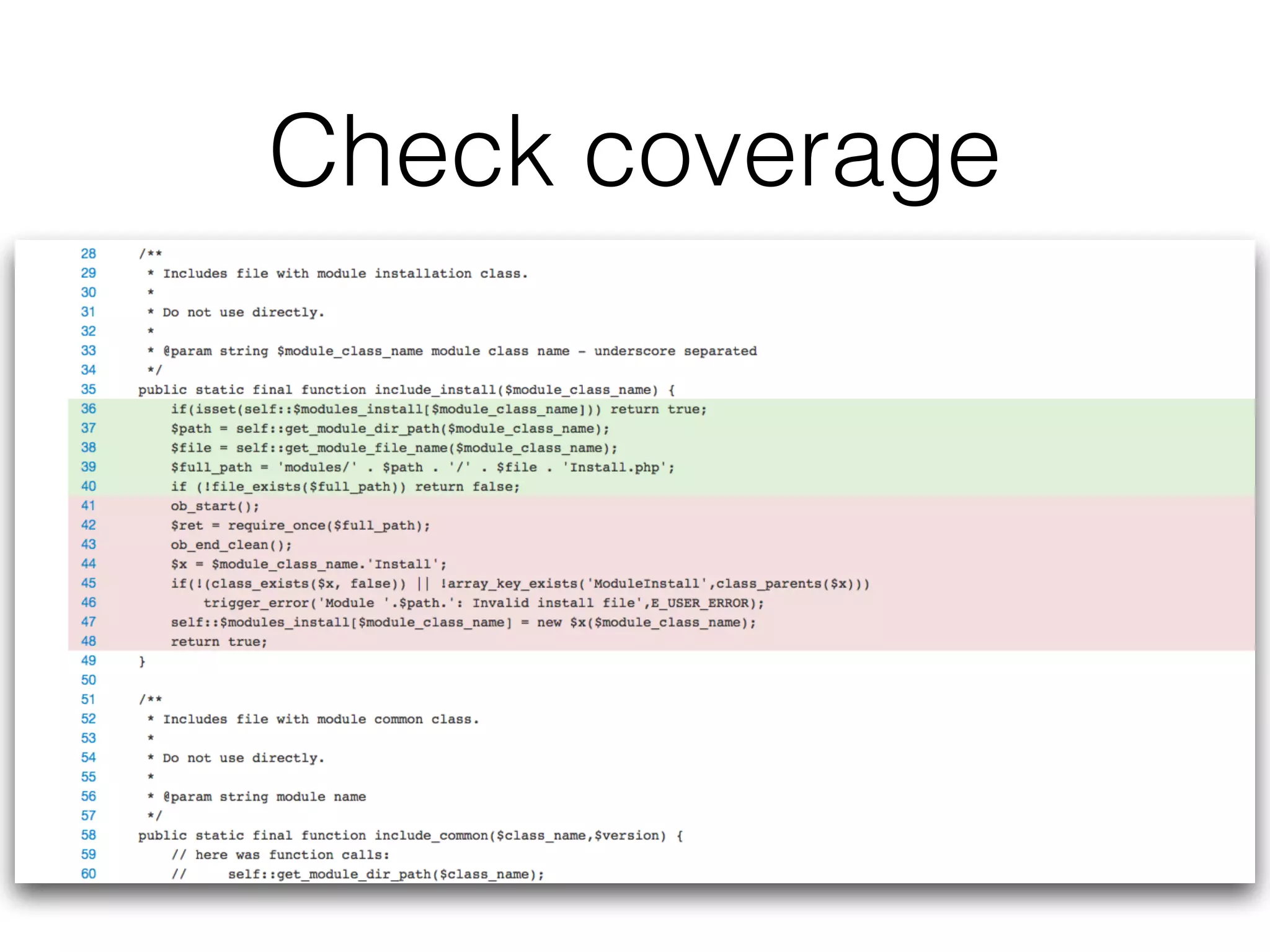 Check coverage
 