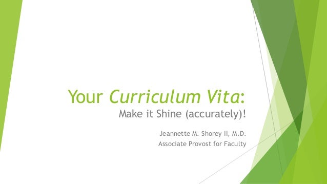 your curriculum vitae make it shine