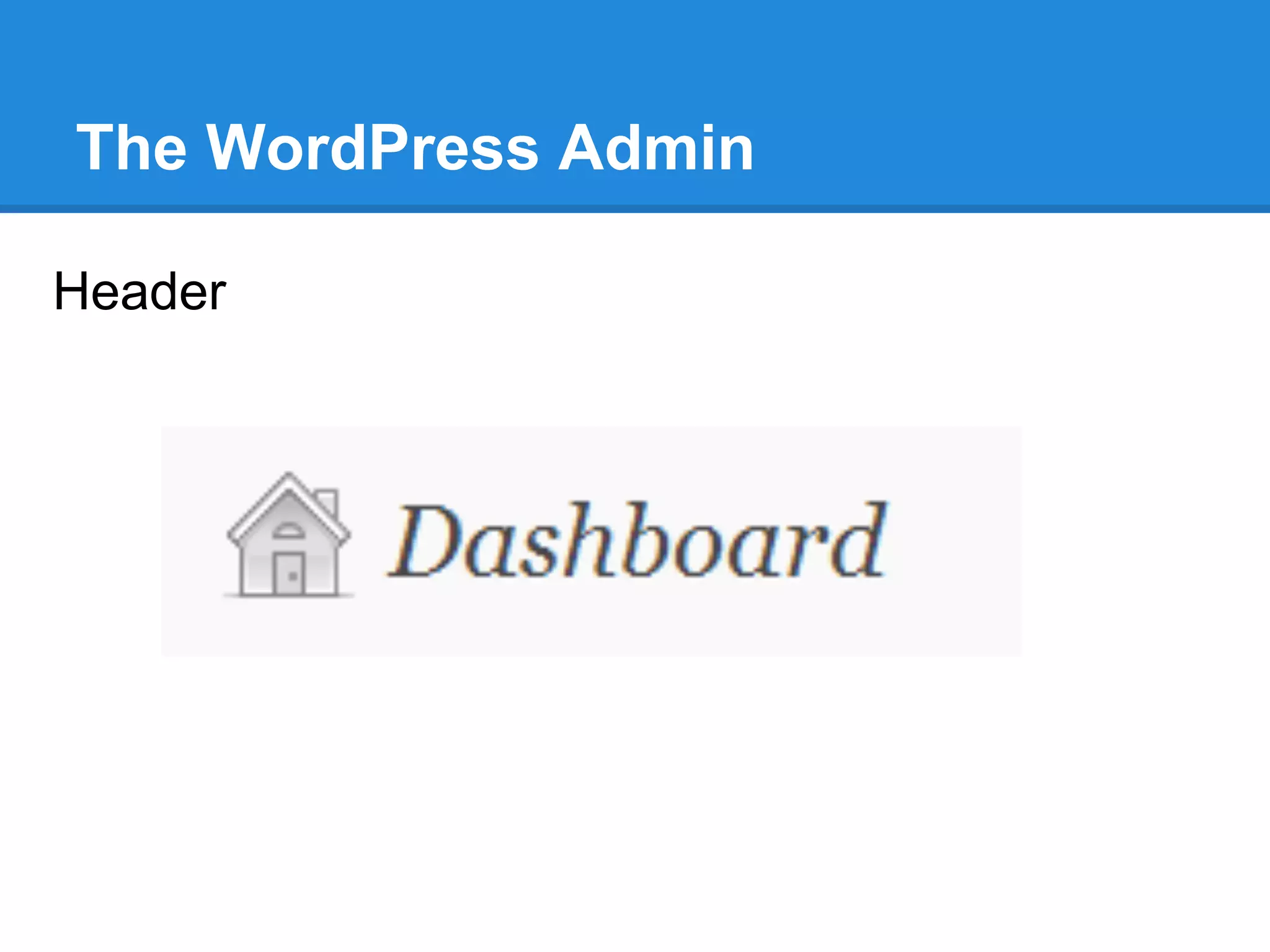 The WordPress Admin

Header
 