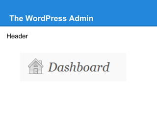 The WordPress Admin

Header
 