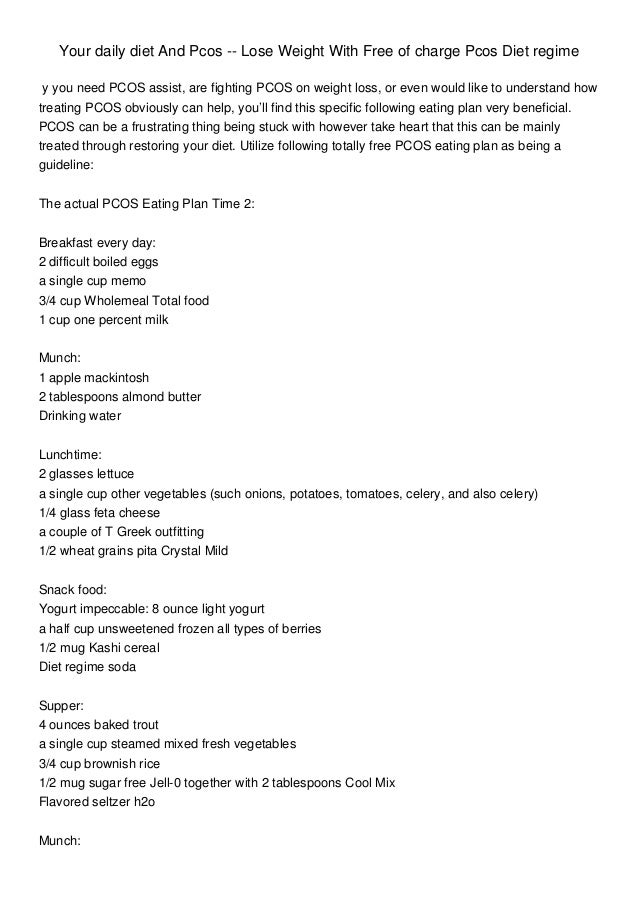 Pcos Diet Chart For Weight Loss