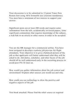 Your discussion is to be submitted in 12-point Times New Roman font | DOCX