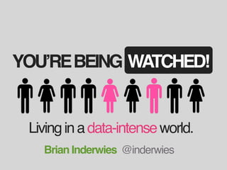 YOUʼRE BEING WATCHED!


 Living in a data-intense world.
   Brian Inderwies @inderwies
 