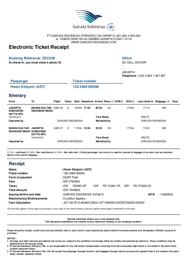 your electronic ticket receipt 1