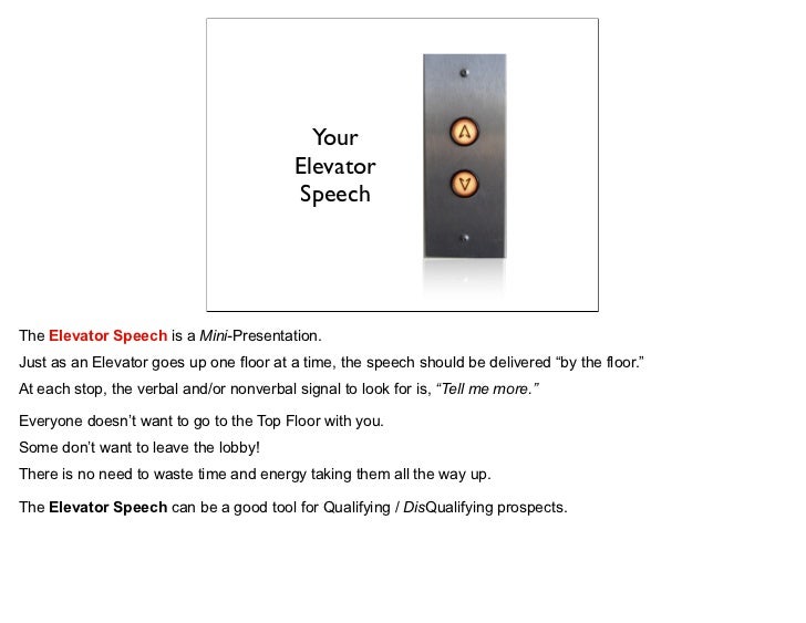 your elevator speech is a mini presentation
