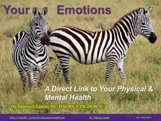 HOLLY HOUSE Center for Integrated HealthCare Dr. Patricia Lawler 651.645.6951 
Statements made in this slideshow have not been evaluated by the Food and Drug Administration. Products discussed are not intended to diagnose, treat, cure, or prevent disease.  