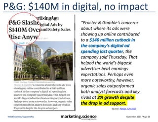 September 2017 / Page 16marketing.scienceconsulting group, inc.
linkedin.com/in/augustinefou
3 bad apps eat 75% of mobile budget
com.jiubang com.flashlight com.latininput
75% of the
dark red
 