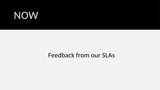 NOW
Feedback from our SLAs
 