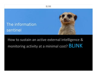 How to sustain an active external intelligence &
monitoring activity at a minimal cost? BLINK
 