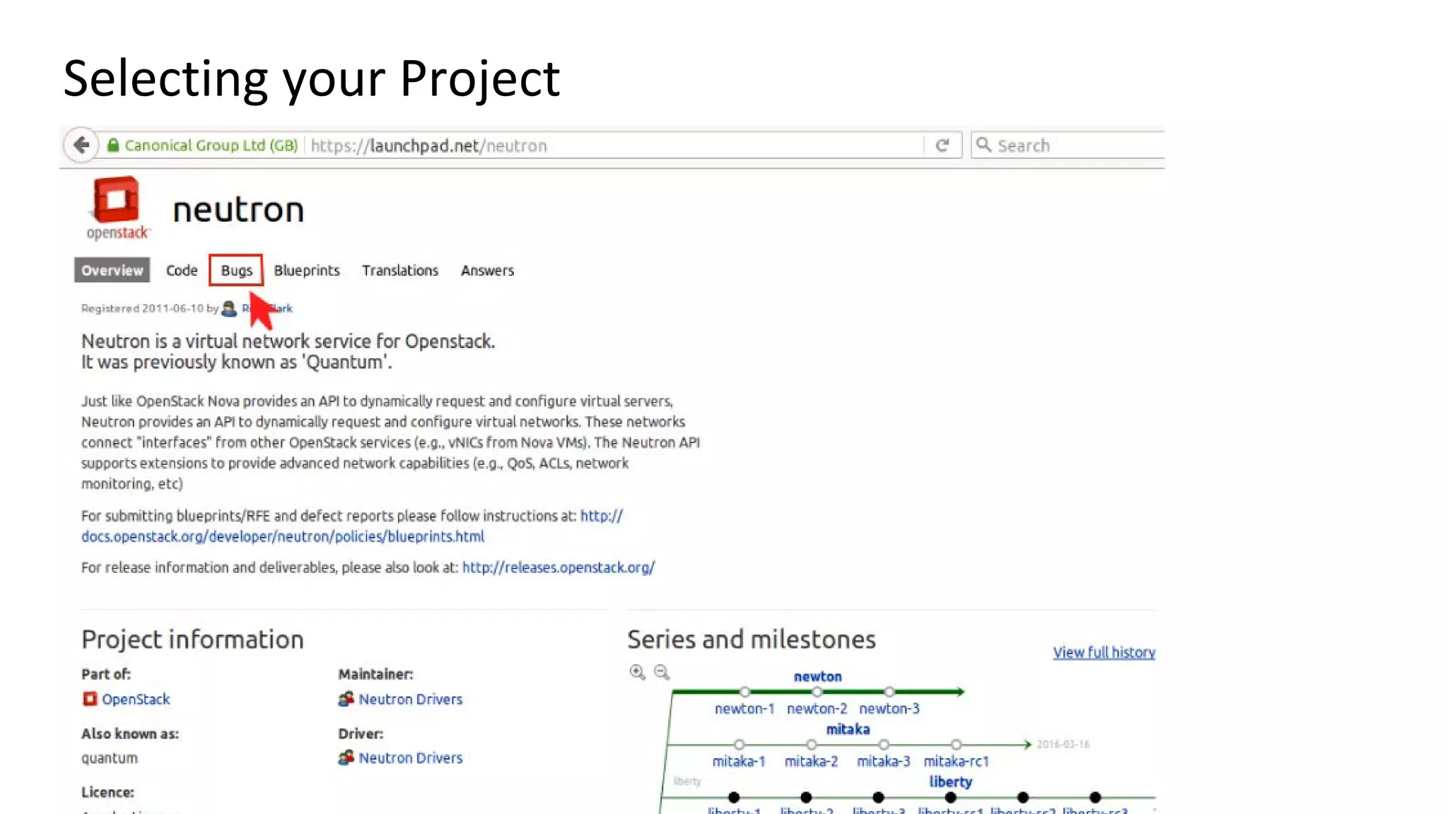 Selecting your Project
 